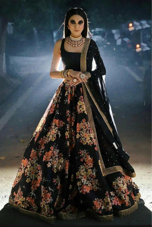 Black Silk Lehenga Choli NCLC10210126