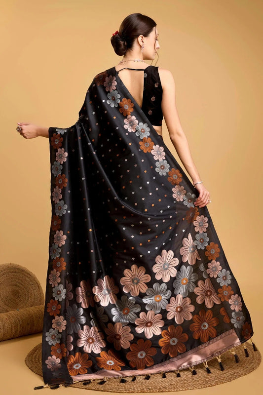 Black Silk Saree NCSD11112544