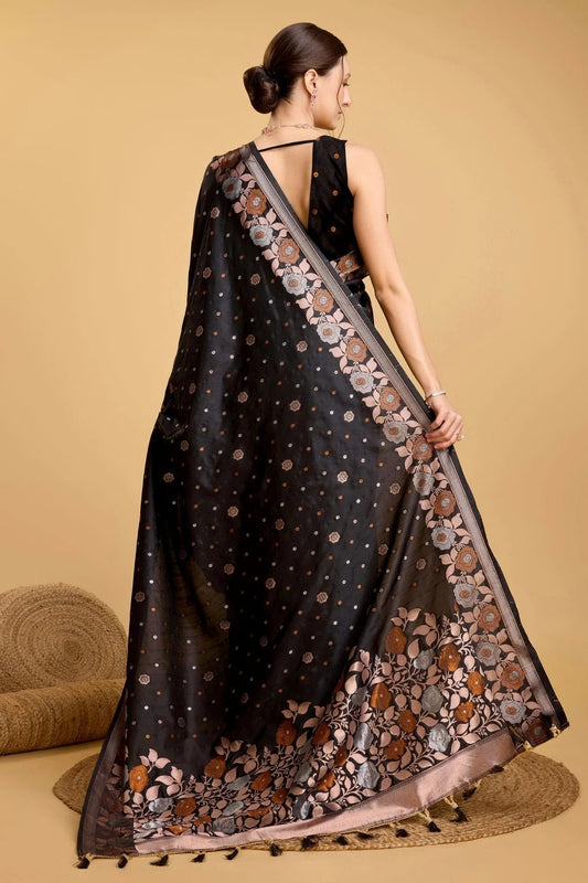 Black Silk Saree NCSD11112583