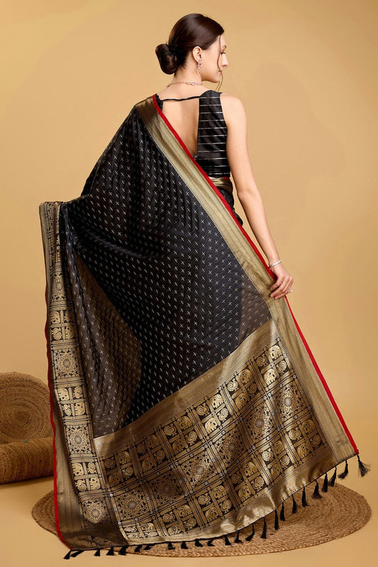 Black Soft Silk Saree NCSD11112559