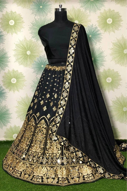 Black Taffeta Silk Lehenga Choli NCLC10210136