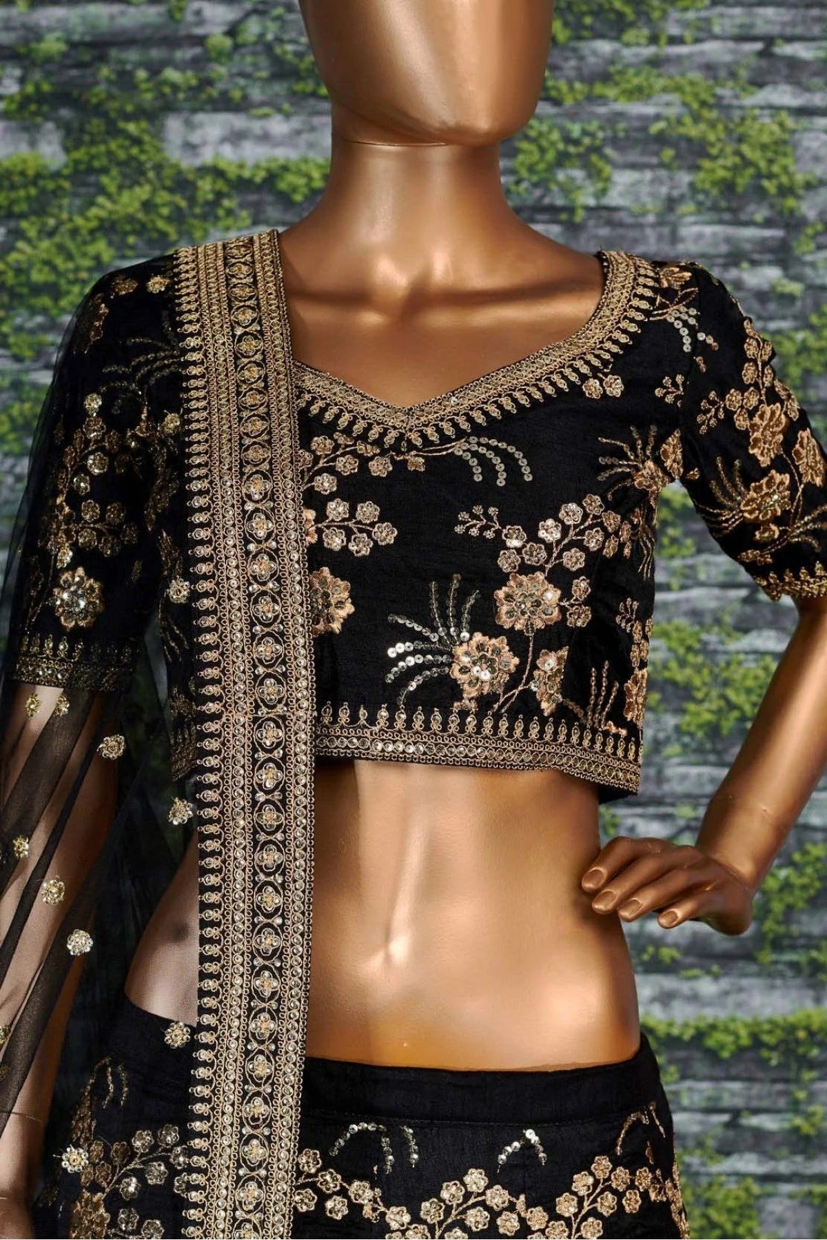 Black Thai Silk Lehenga Choli NCLC10110293