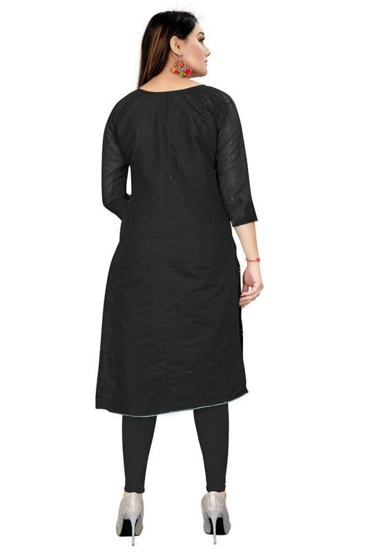 Black Unstitched Chanderi Straight Suit NCUS11610453