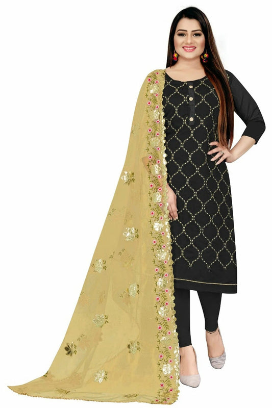 Black Unstitched Chanderi Straight Suit NCUS11610453