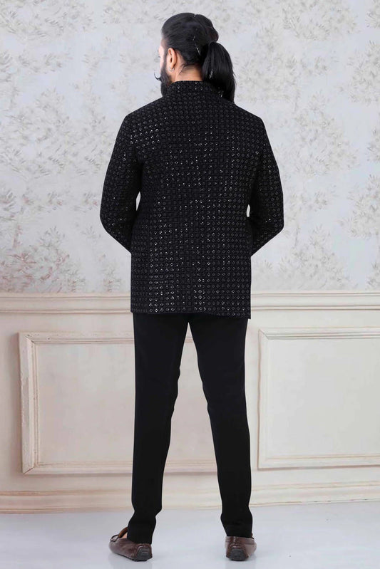 Black Velvet Jodhpuri Suit NCSH11310198