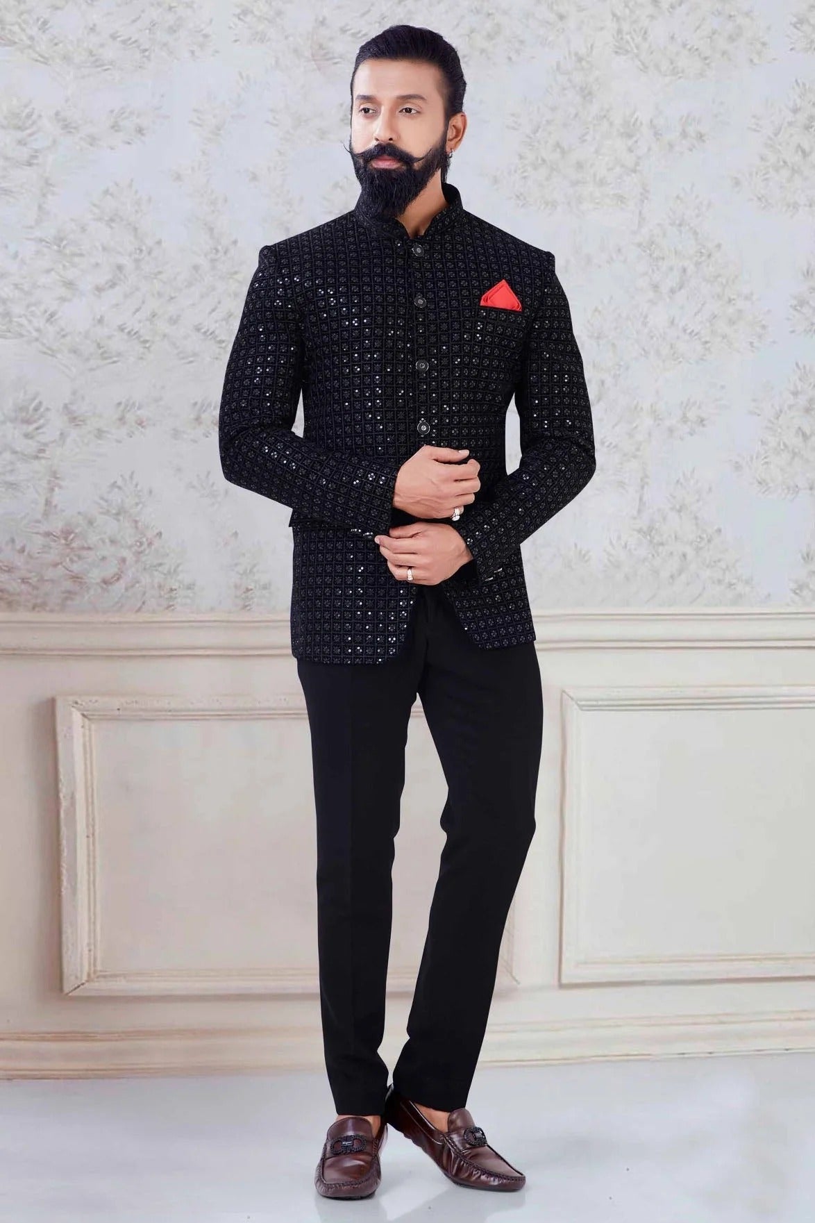 Black Velvet Jodhpuri Suit NCSH11310198