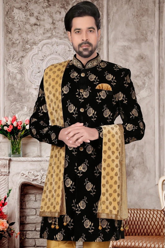 Black Velvet Sherwani NCSH10410381