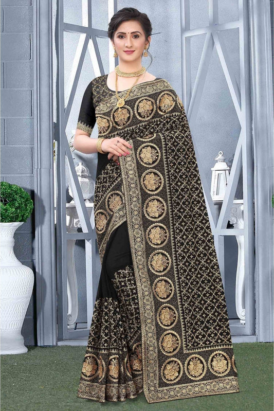 Black Vichitra Silk Designer Saree NCSD10910561