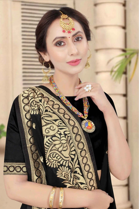 Black Vichitra Silk Designer Saree NCSD11210727