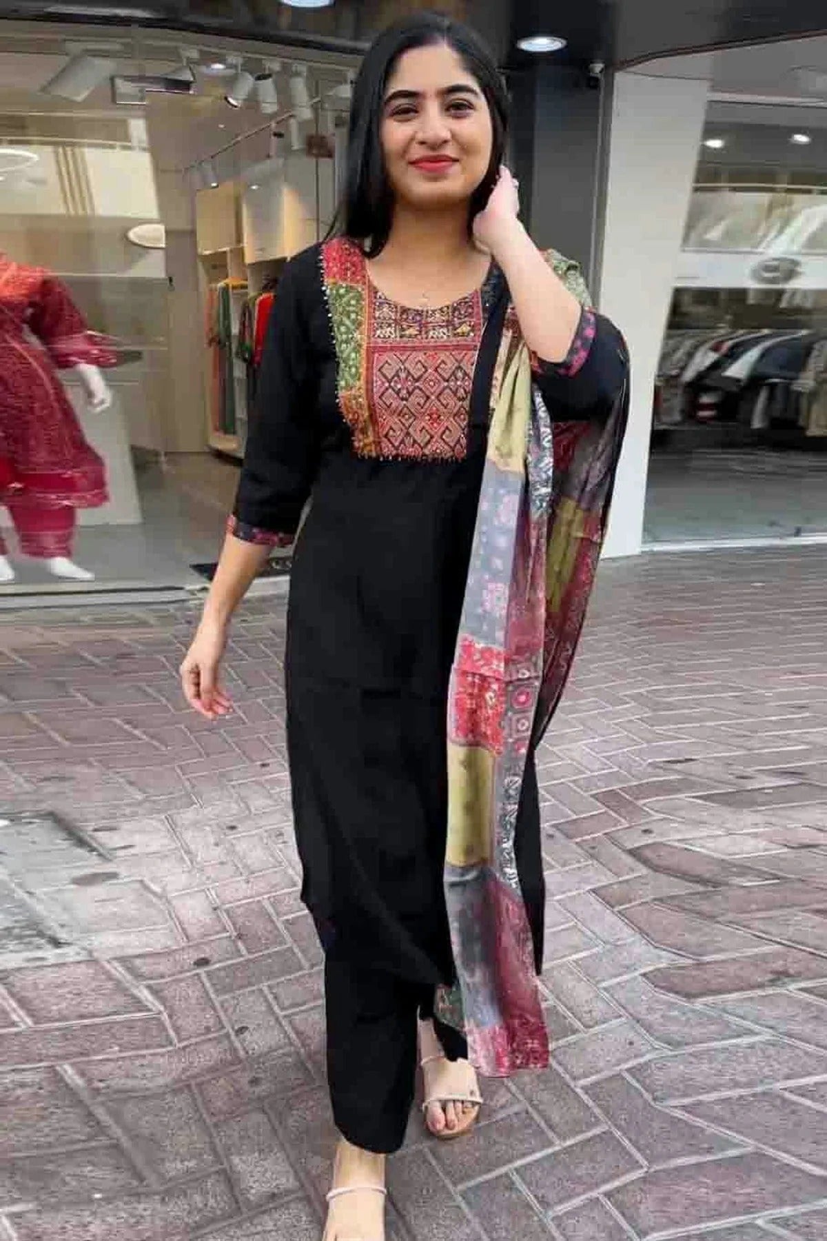 Black Viscose Stitched Suit NCSS11110869