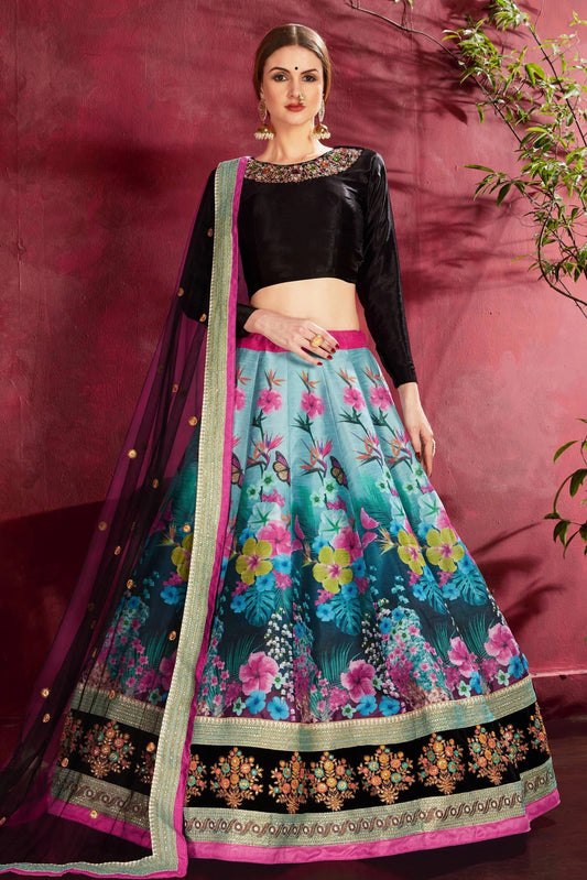 Black and Blue Banglori Silk Designer Lehenga Choli NCLC10110362