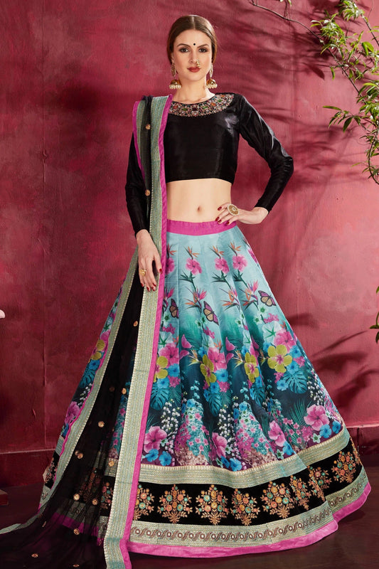 Black and Blue Banglori Silk Designer Lehenga Choli NCLC10110362