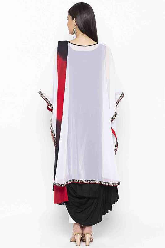 Black and White Plus Size Stitched Cotton Embroidery Pant Style Suit NCSS10710613