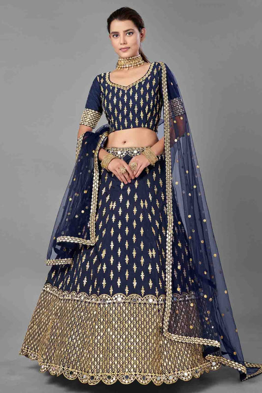 Blue Art Silk Embroidery Lehenga Choli NCLC10810566