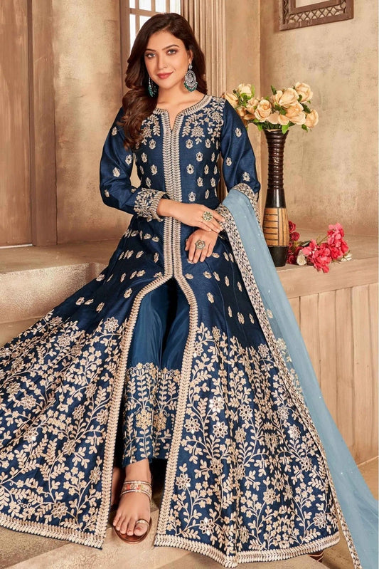 Blue Art Silk Pant Style Suit NCSM10510339