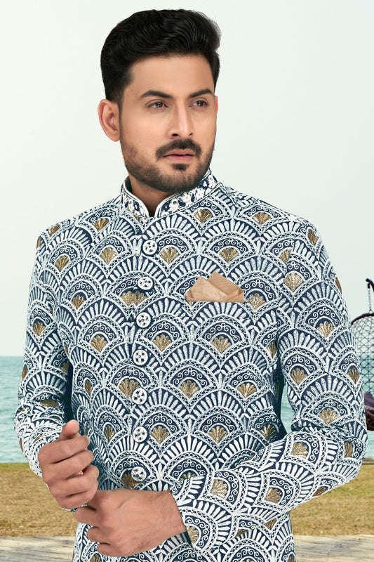 Blue Banarasi Silk Sherwani NCSH10410273