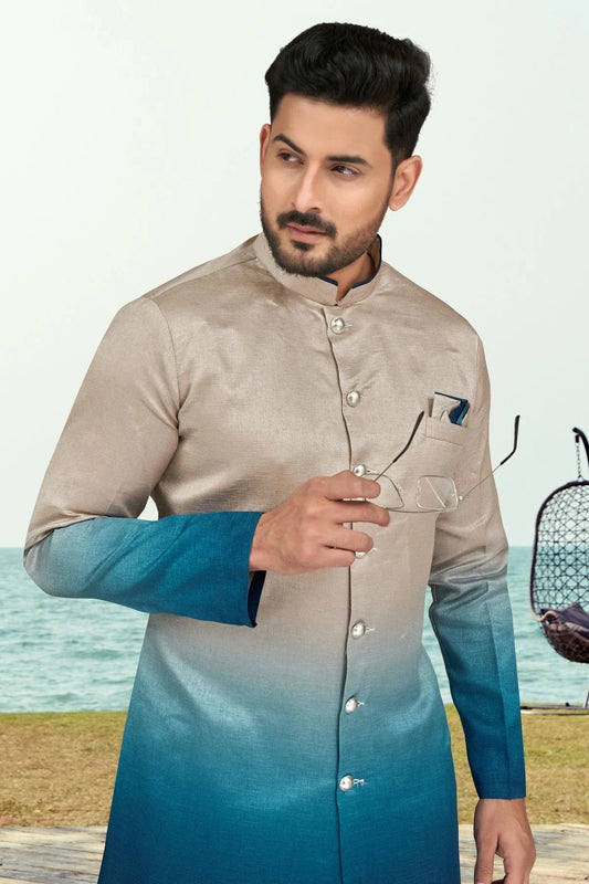 Blue Champion Silk Indo Western Sherwani NCSH10410301