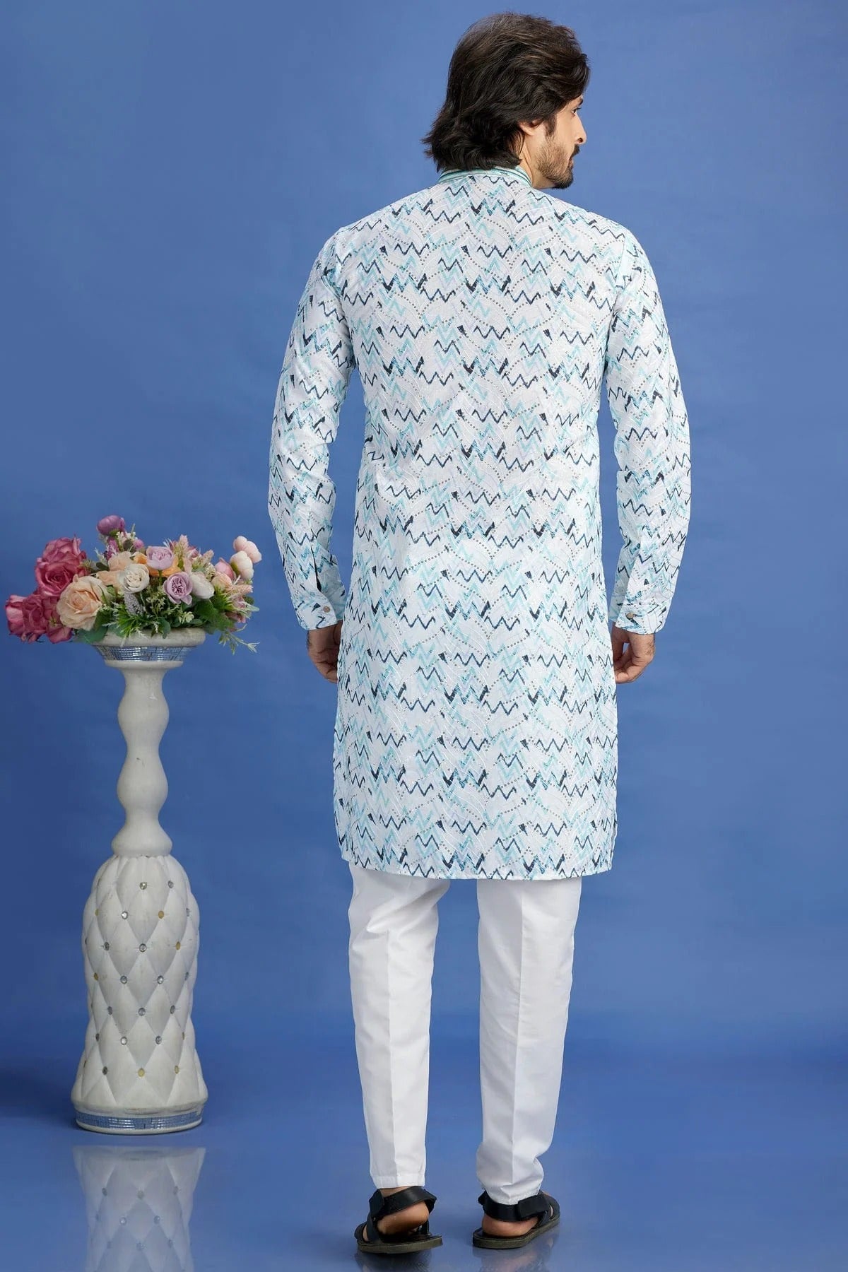 Blue Cotton Pintex Kurta Pajama NCKP12310221