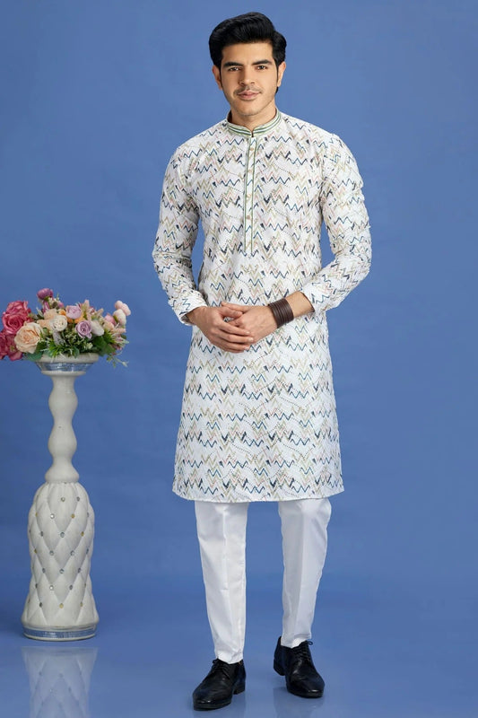 Blue Cotton Pintex Kurta Pajama NCKP12310222