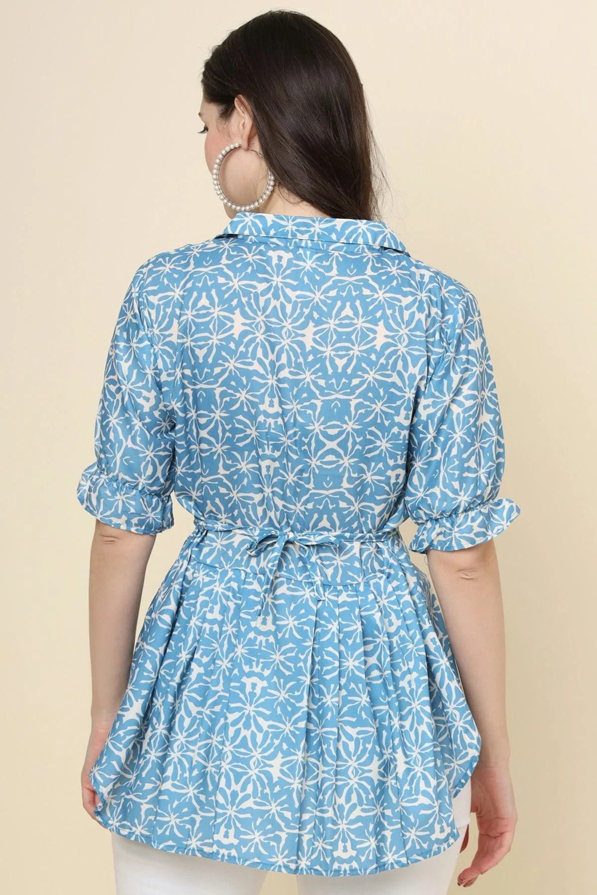 Blue Cotton Printed Readymade Top NCTP11112311