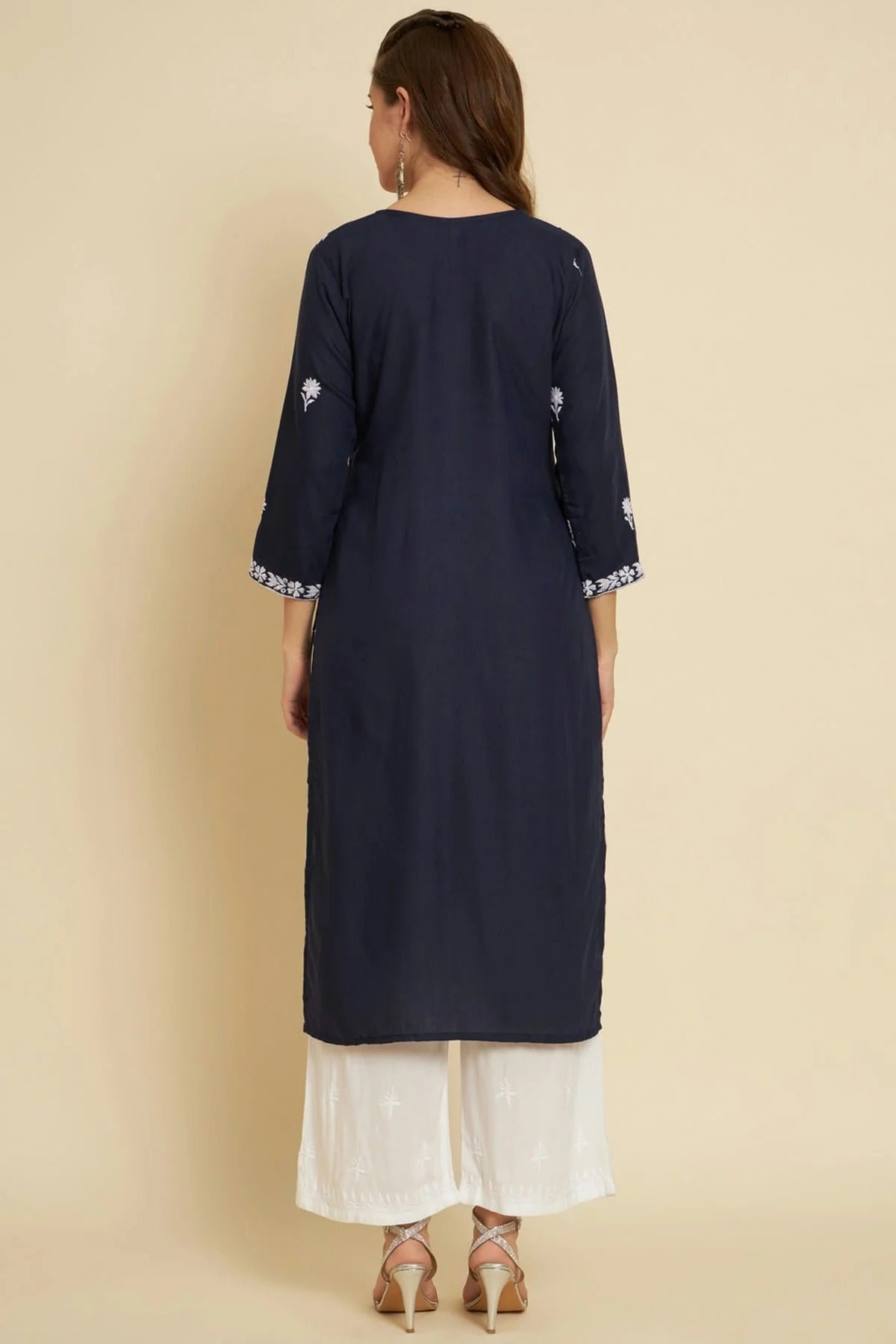 Blue Cotton Slub Kurti NCKR11112173
