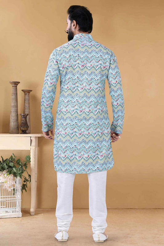 Blue Cotton Kurta Pajama NCKP11310152