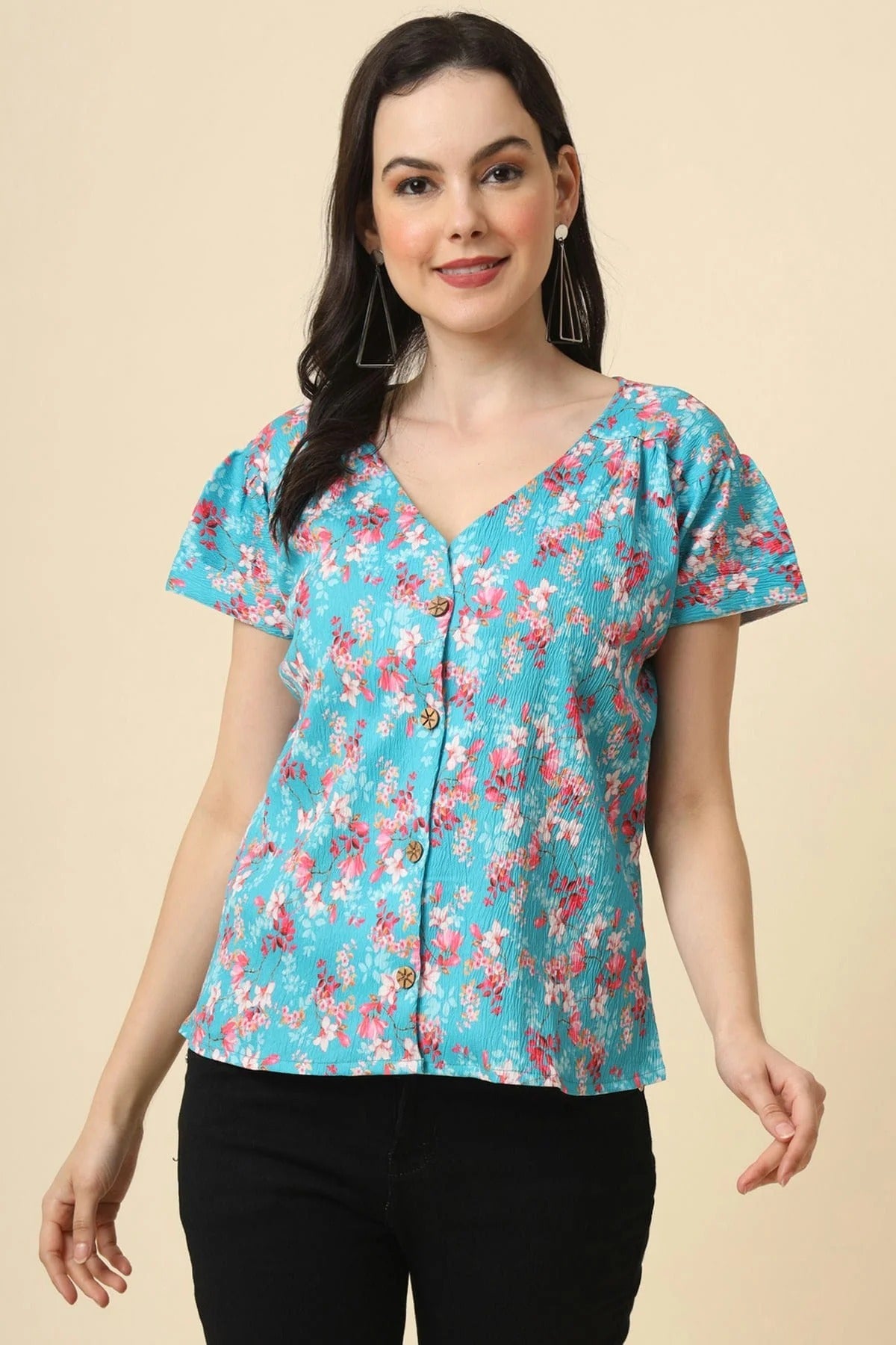 Blue Crepe Readymade Top NCTP11112274