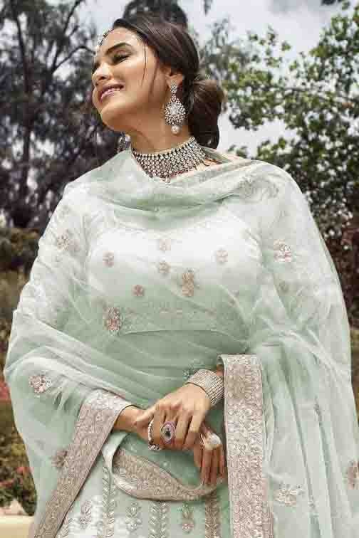 Blue Crepe Resham Lehenga Choli NCLC10810410