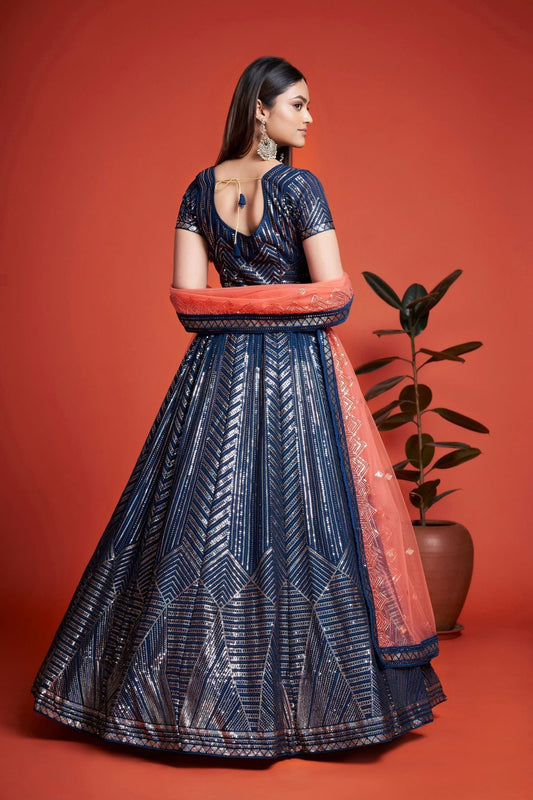 Blue Embroidery Georgette Lehenga Choli NCLD10810224