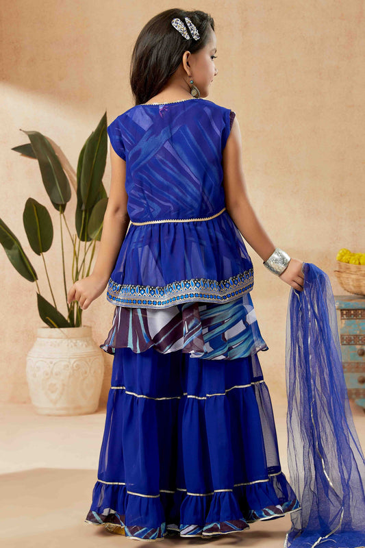 Blue Faux Georgette Sharara Suit NCGW10710846