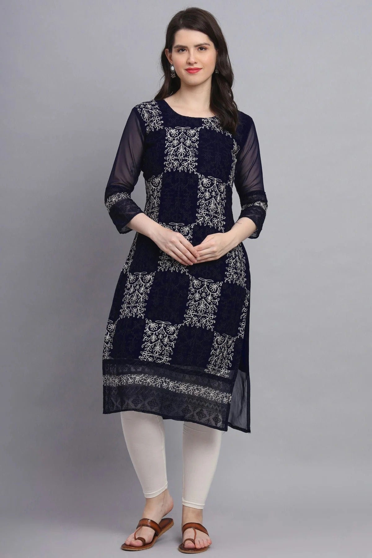 Blue Georgette Kurti NCKR11112103