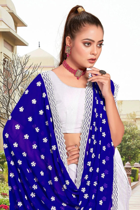 Blue Georgette Saree NCSD10910291