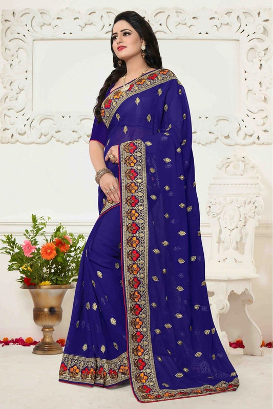 Blue Georgette Saree NCSD11210591