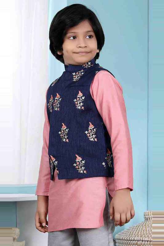 Blue Handloom Silk Jacket  NCBW10710742