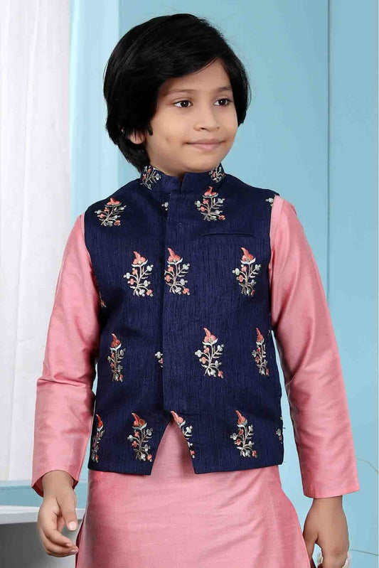 Blue Handloom Silk Jacket NCBW10710742