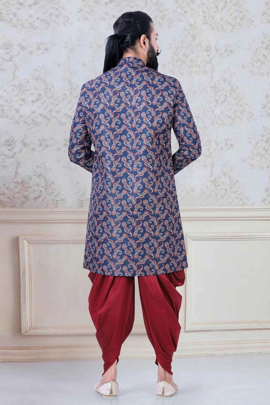 Blue Jacquard Festival Wear Dhoti Sherwani NCSH11310181