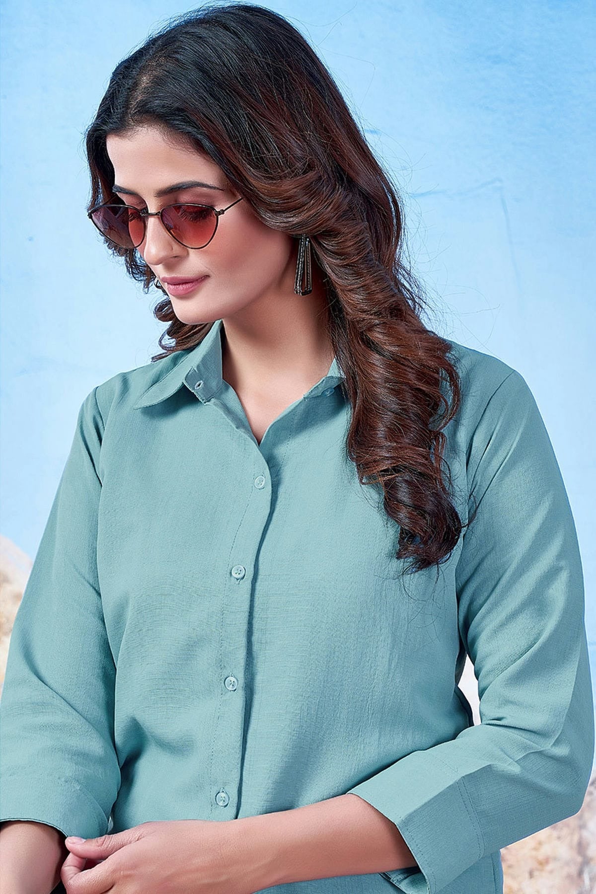 Blue Maaza Cotton Solid Readymade Top NCTP11112317