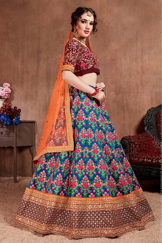 Blue Mulberry Silk Lehenga Choli NCLC10110323