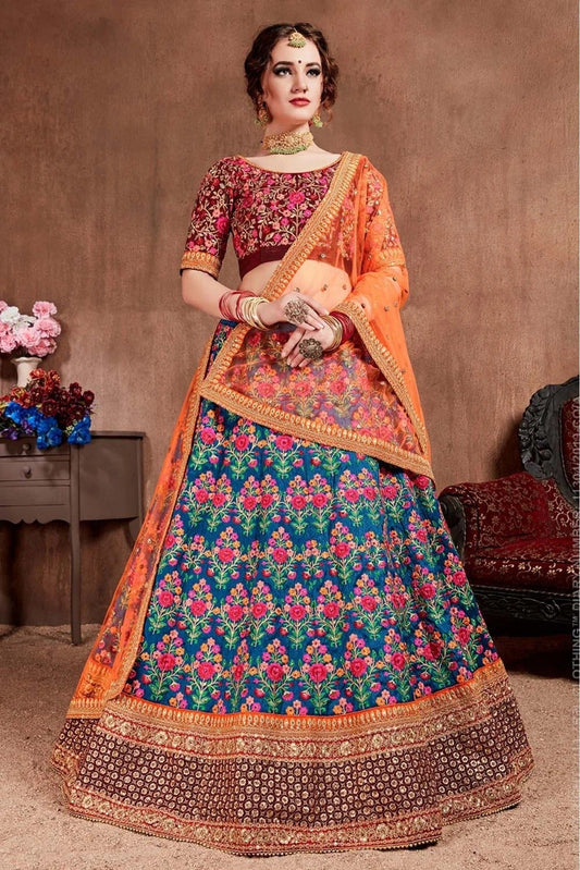 Blue Mulberry Silk Lehenga Choli NCLC10110323