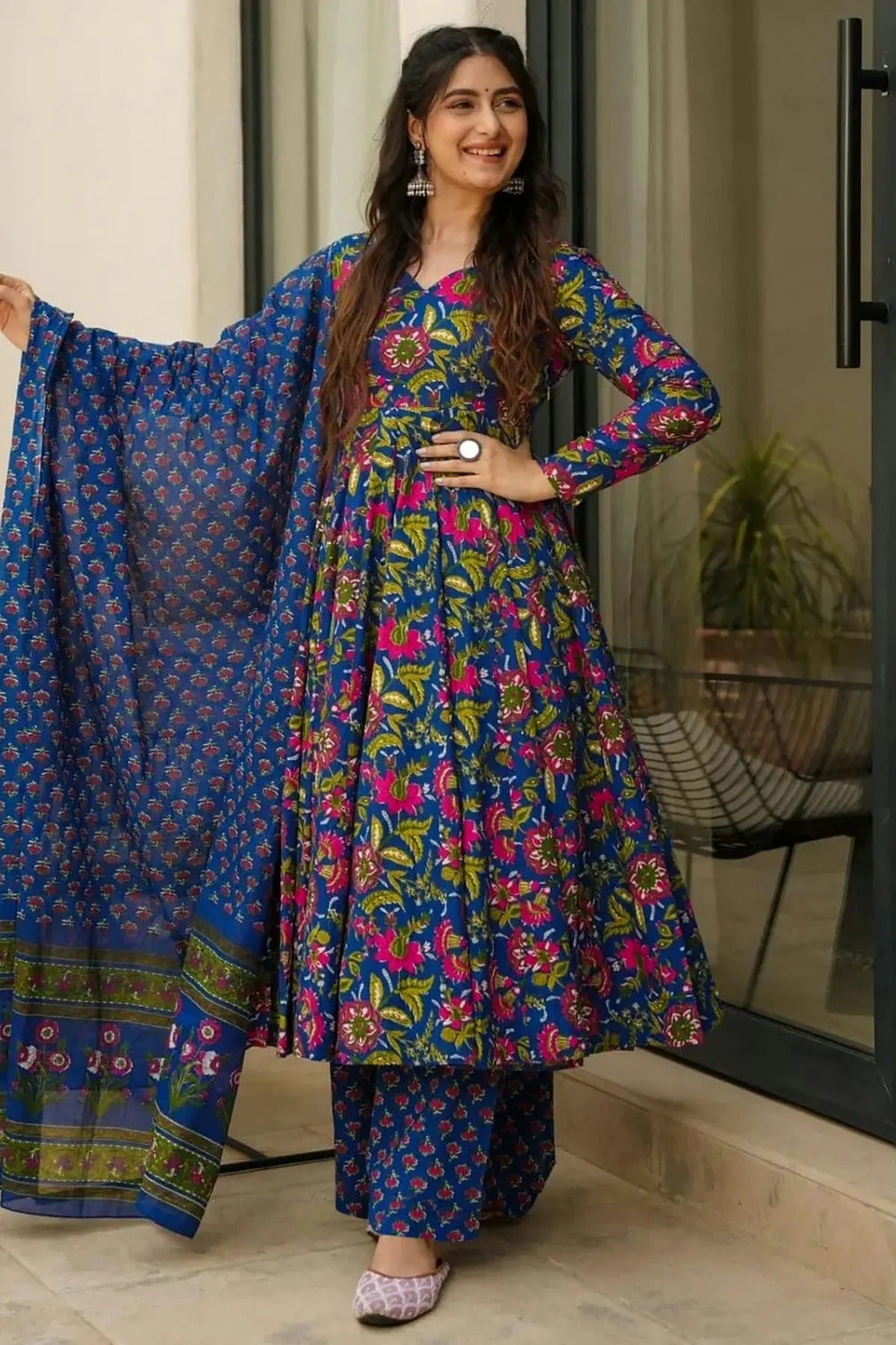 Blue Muslin Stitched Salwar Suit NCSS11111977
