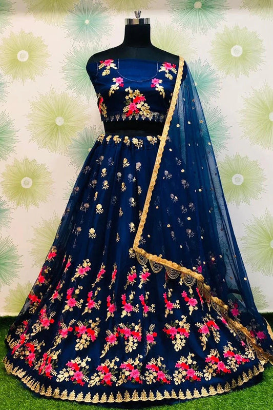 Blue Net Lehenga Choli NCLC10210120