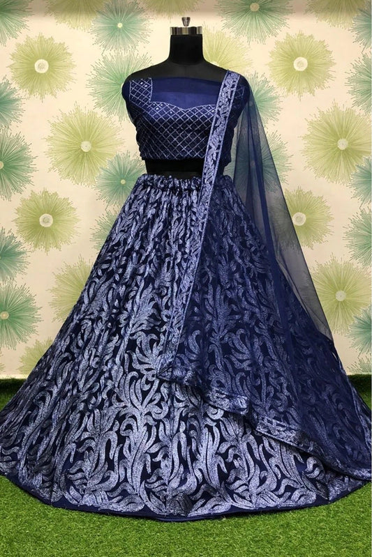 Blue Net Lehenga Choli NCLC10210131