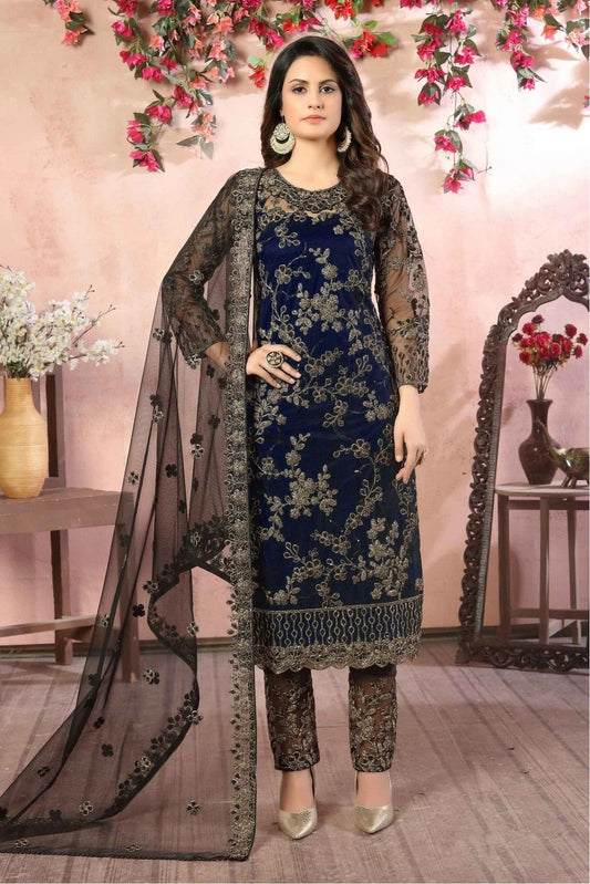 Blue Net Pant Style Suit NCSM10510330