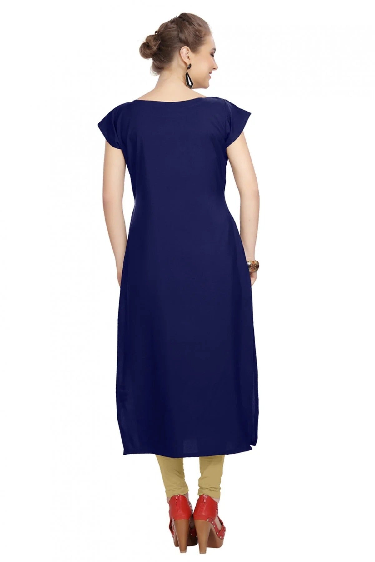 Blue Plus Size Crepe Straight Kurti NCKR10610173