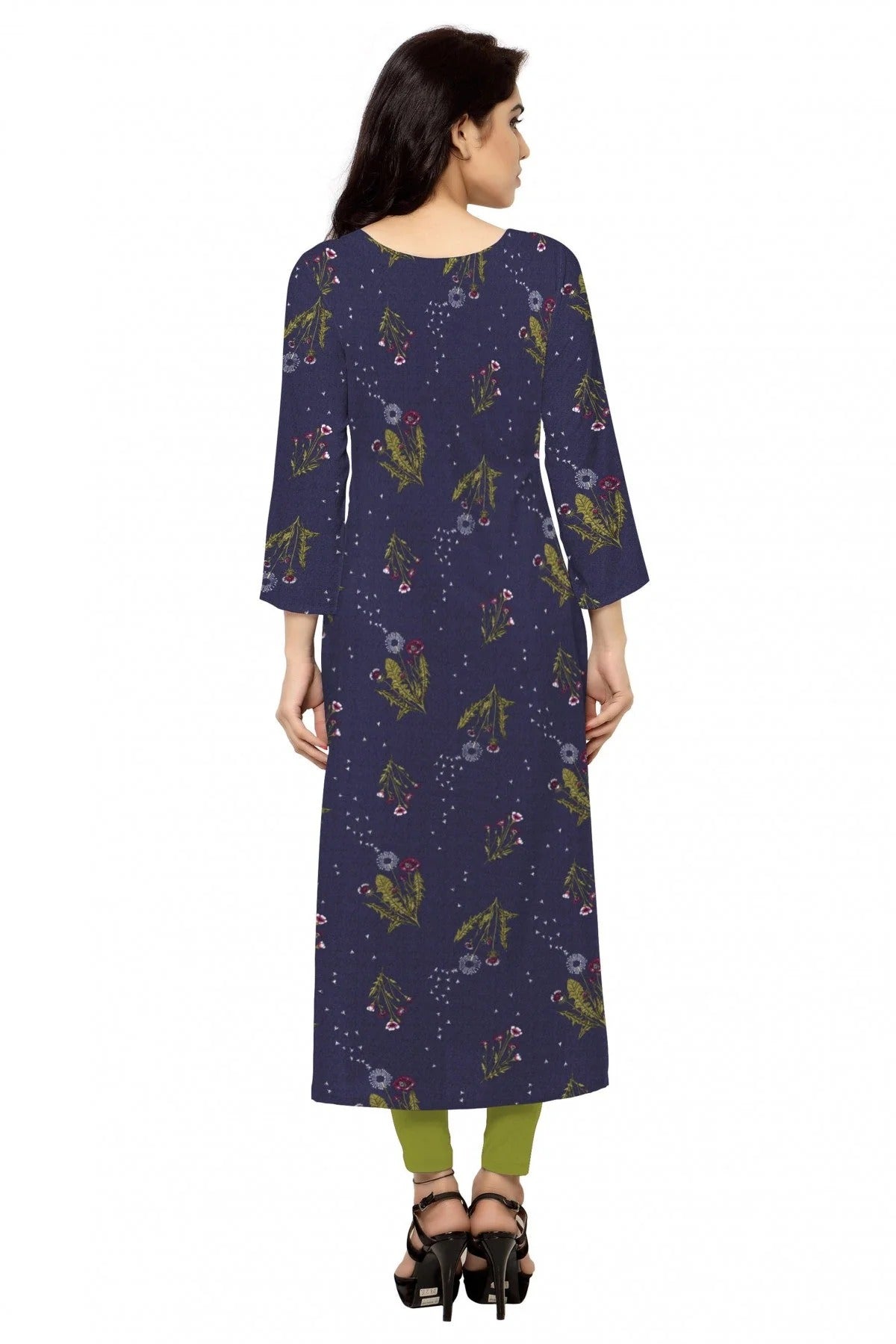 Blue Plus Size Crepe Straight Kurti NCKR10610182