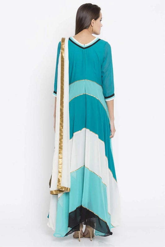 Blue Plus Size Faux Georgette Churidar Suit NCSS10710496