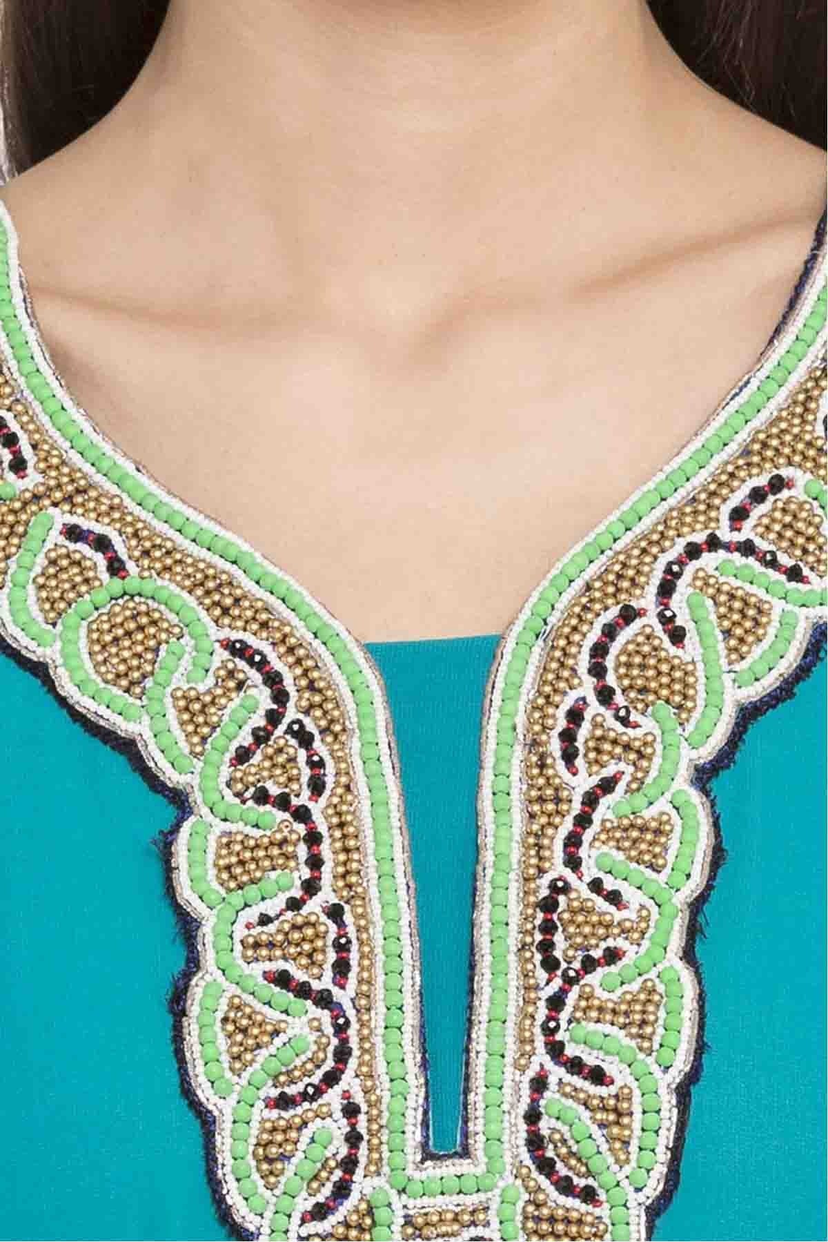 Blue Plus Size Faux Georgette Churidar Suit NCSS10710496