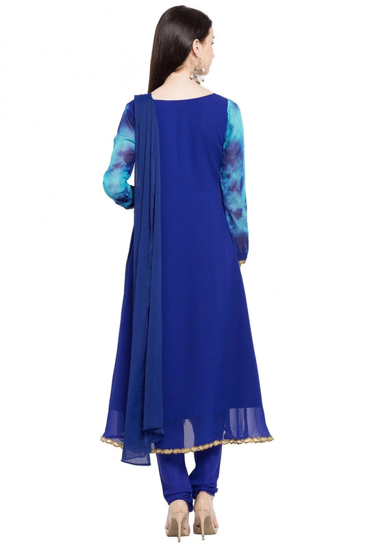 Blue Plus Size Stitched Faux Georgette Anarkali Suit NCSS10710486