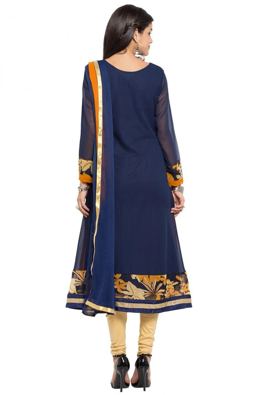 Blue Plus Size Stitched Faux Georgette Anarkali Suit NCSS10710488