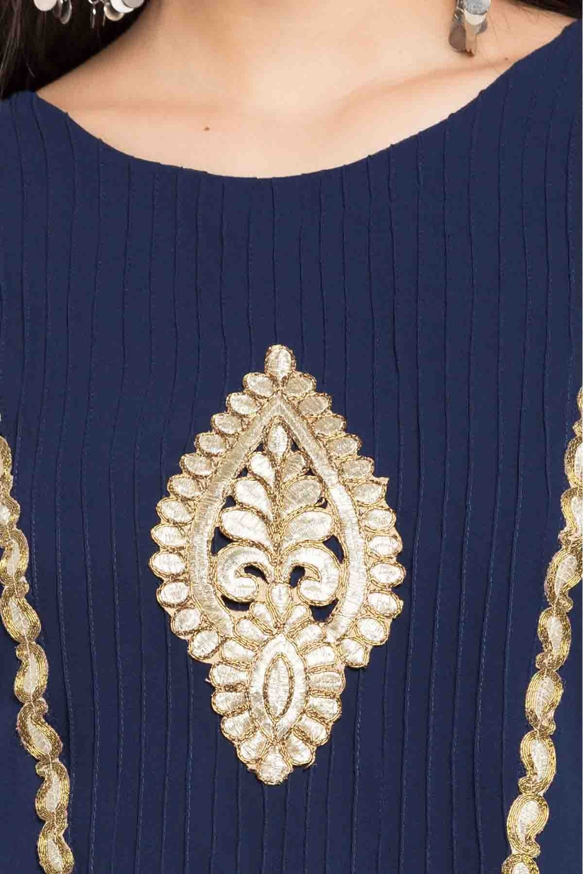 Blue Plus Size Stitched Faux Georgette Anarkali Suit NCSS10710488